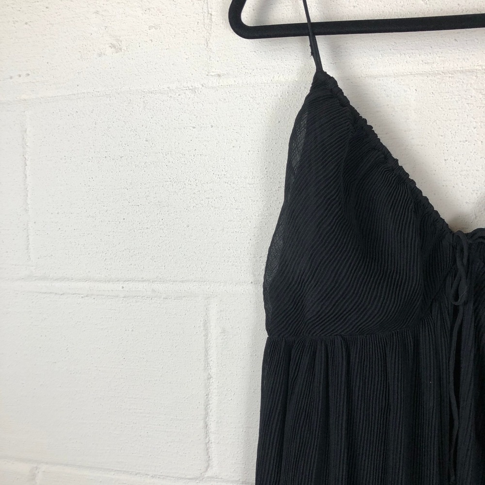 Abercrombie & Fitch Womens Plisse Ruched Babydoll‎ Mini Dress Size XL Tall Black - Picture 7 of 14